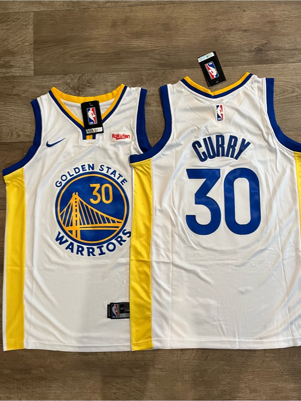 Nike Golden State Warriors Stephen Curry #30 White Blue Yellow Jersey